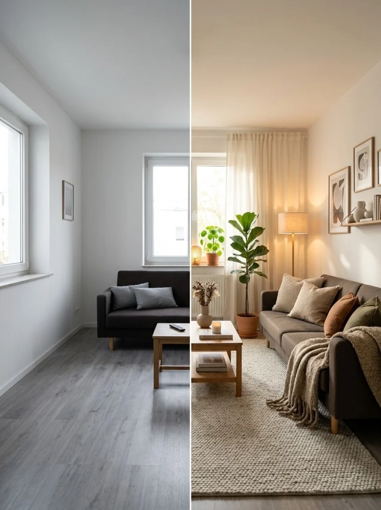 Ruang keluarga modern dengan karpet premium yang membuat ruangan lebih nyaman tanpa perlu renovasi besar