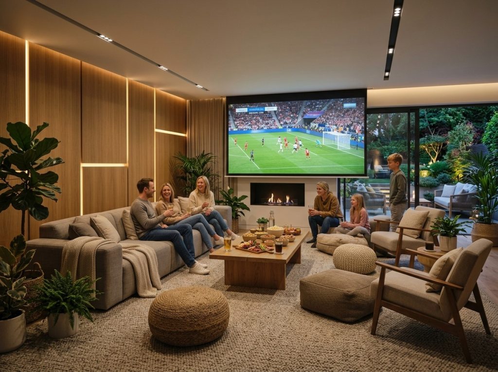 Area nobar semifinal Piala Dunia 2026 dengan karpet elegan yang memberikan kenyamanan bagi seluruh penonton