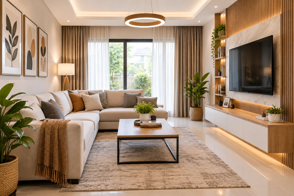 Interior modern ruang berkumpul di rumah